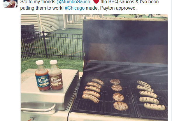 Jarrett Payton tweet recommending Mumbo Sauce