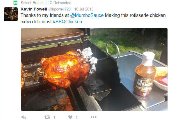 Kevin Powell tweet recommending Mumbo Sauce
